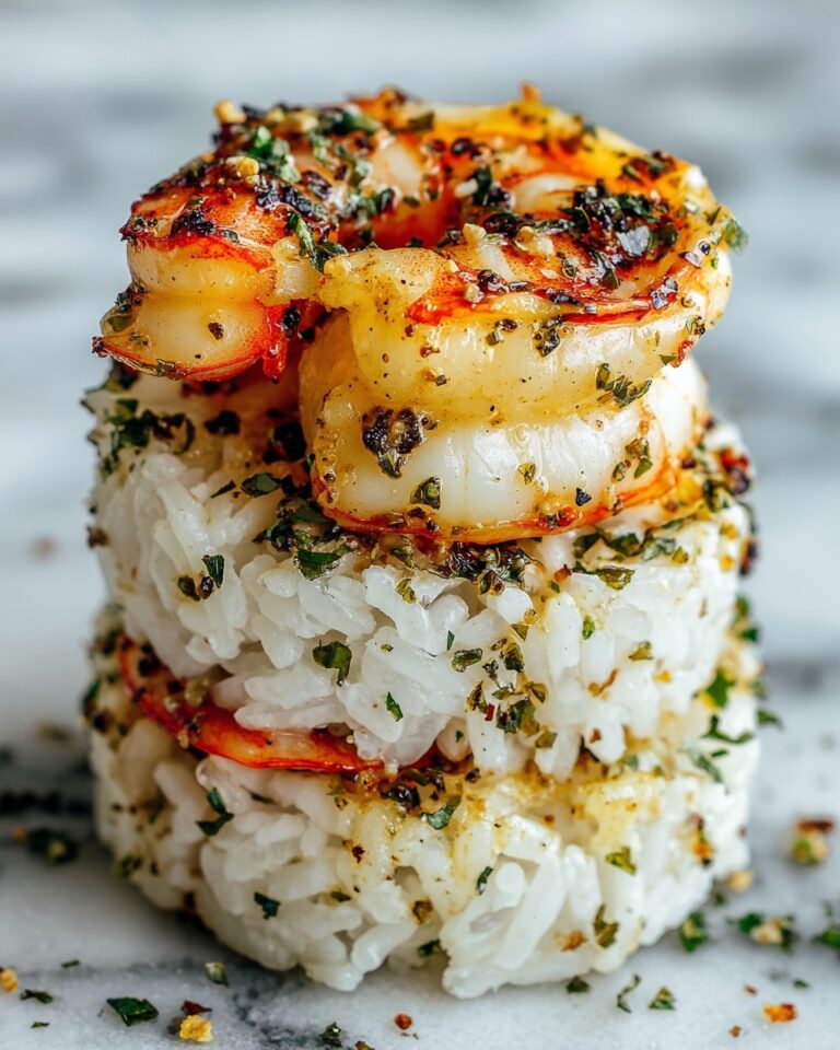 Garlic Butter Shrimp and Rice Stack Recipe
