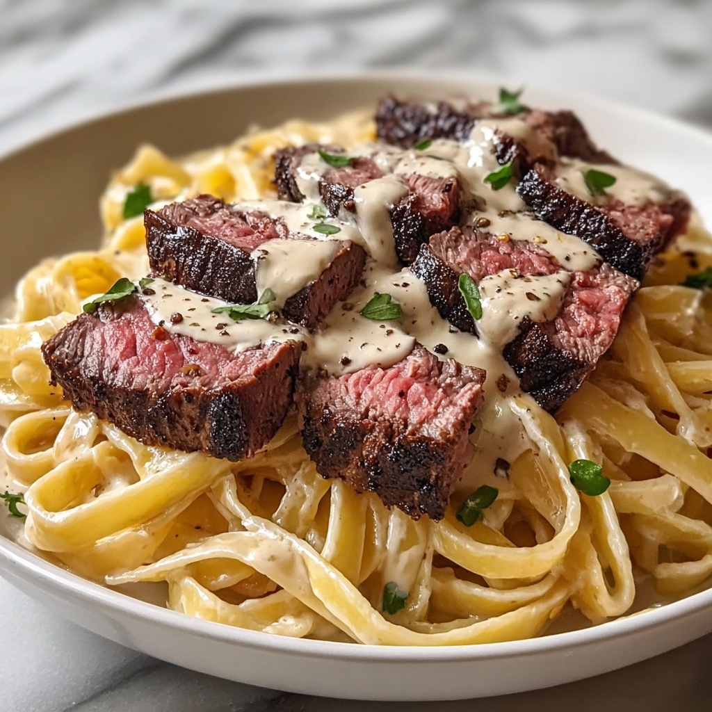 Creamy Cajun Steak Alfredo Recipe - Recipe Image