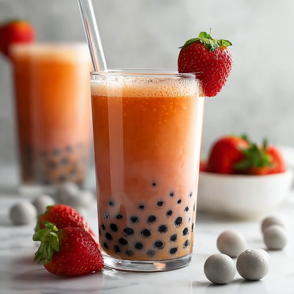 Boba Tea Smoothie with Cream Cheese Foam Recipe - Recipe Image