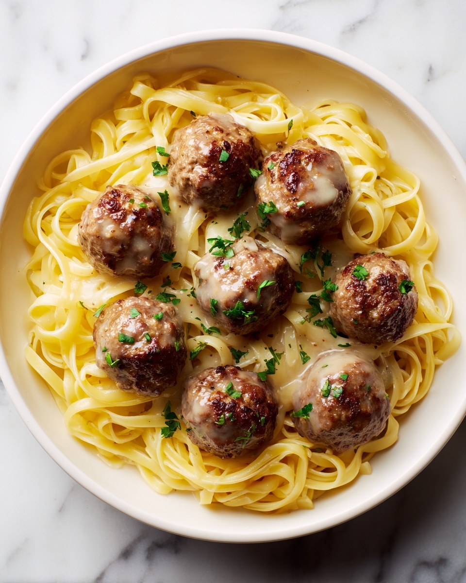 Garlic Butter Meatballs & Parmesan Linguine Recipe - Recipe Image