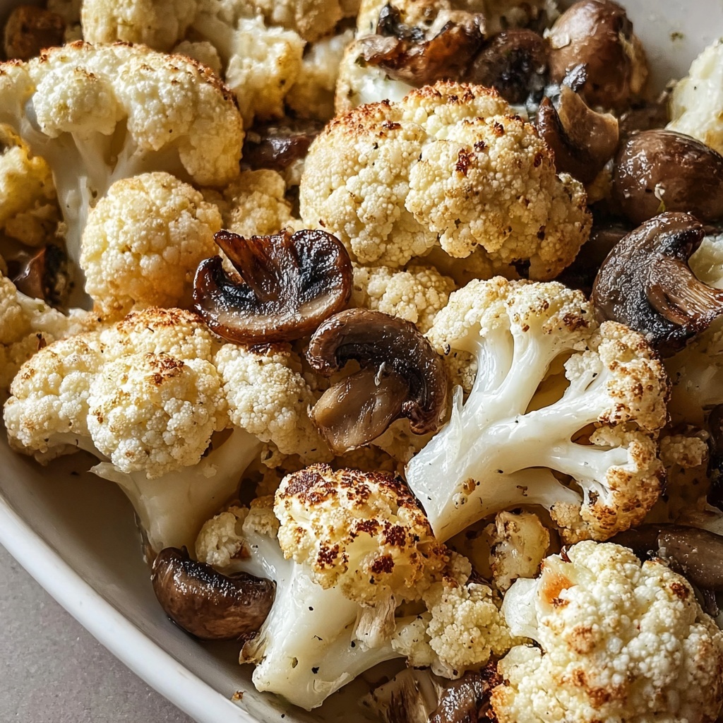 Garlicy Roasted Cauliflower & Mushrooms Recipe - Recipe Image