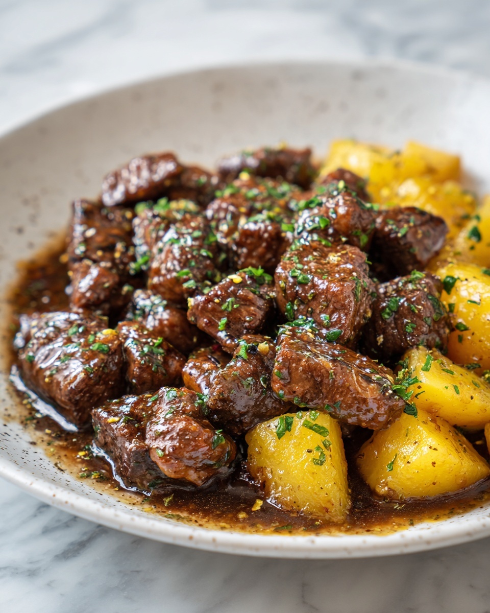 Slow Cooker Garlic Butter Beef Bites & Potatoes Recipe - Recipe Image