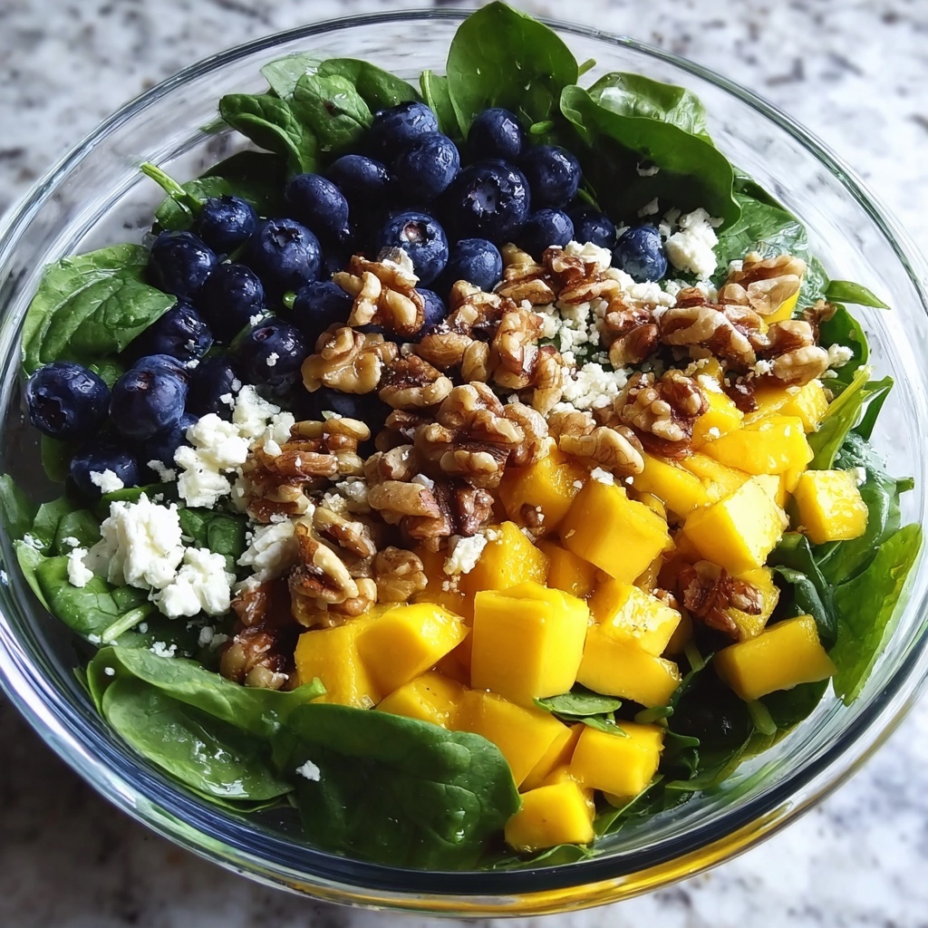 Mango Salad with Spinach, Blueberries, Feta, and Walnuts Recipe - Recipe Image