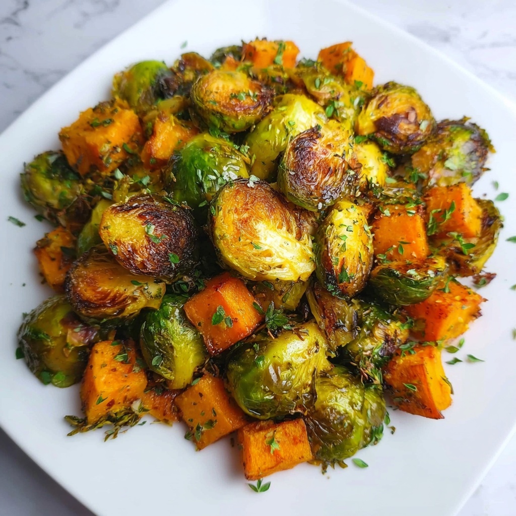 Roasted Brussels Sprouts and Sweet Potato Hash Recipe - Recipe Image