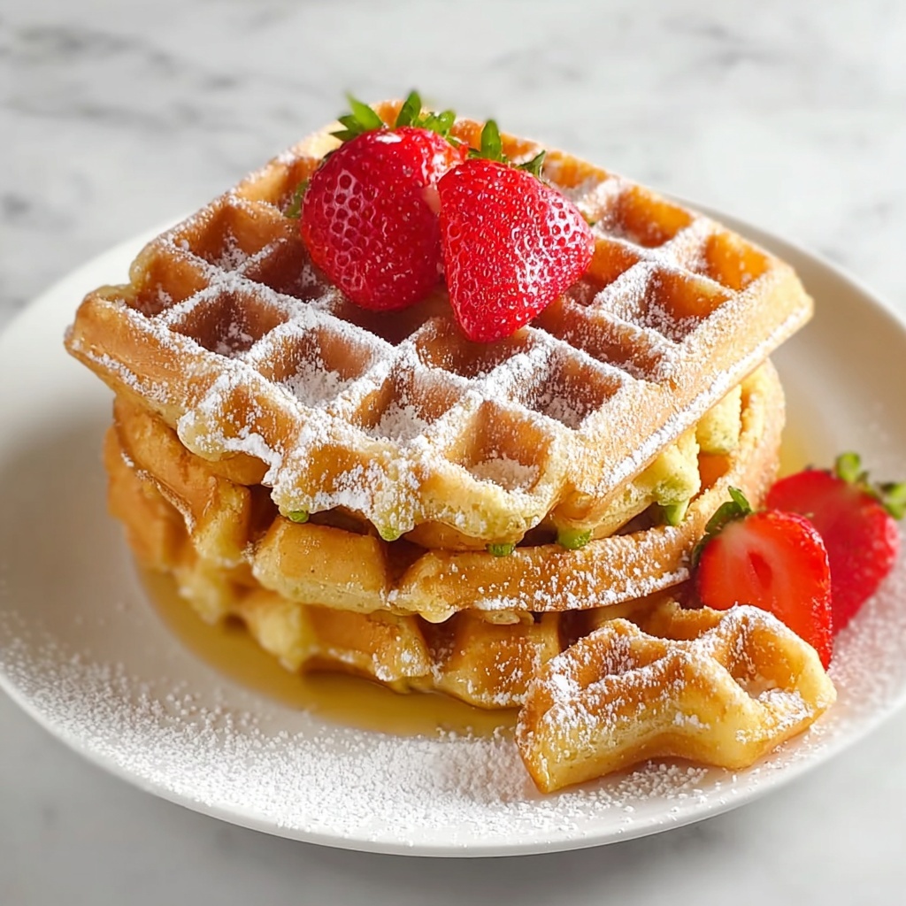 Crispy Tofu Waffles with Arugula Pesto and Tomato Slices Recipe - Recipe Image