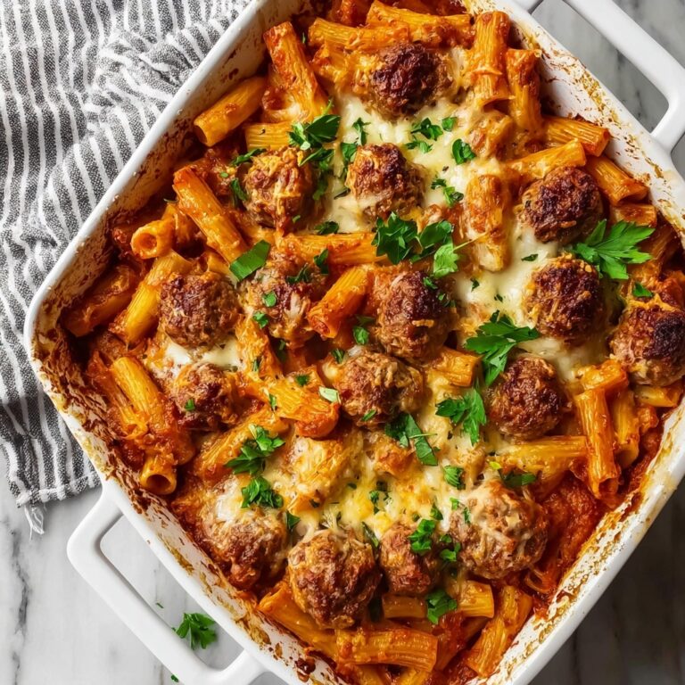 Cheesy Meatball Pasta Bake Recipe