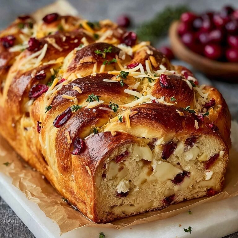 Garlic Herb Sourdough Bread Stuffed with Brie and Cranberry Recipe