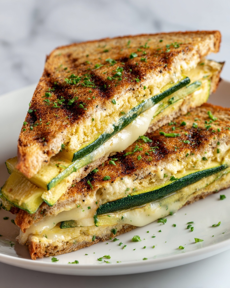 Crispy Zucchini Grilled Cheese with Garlic Butter Recipe - Recipe Image