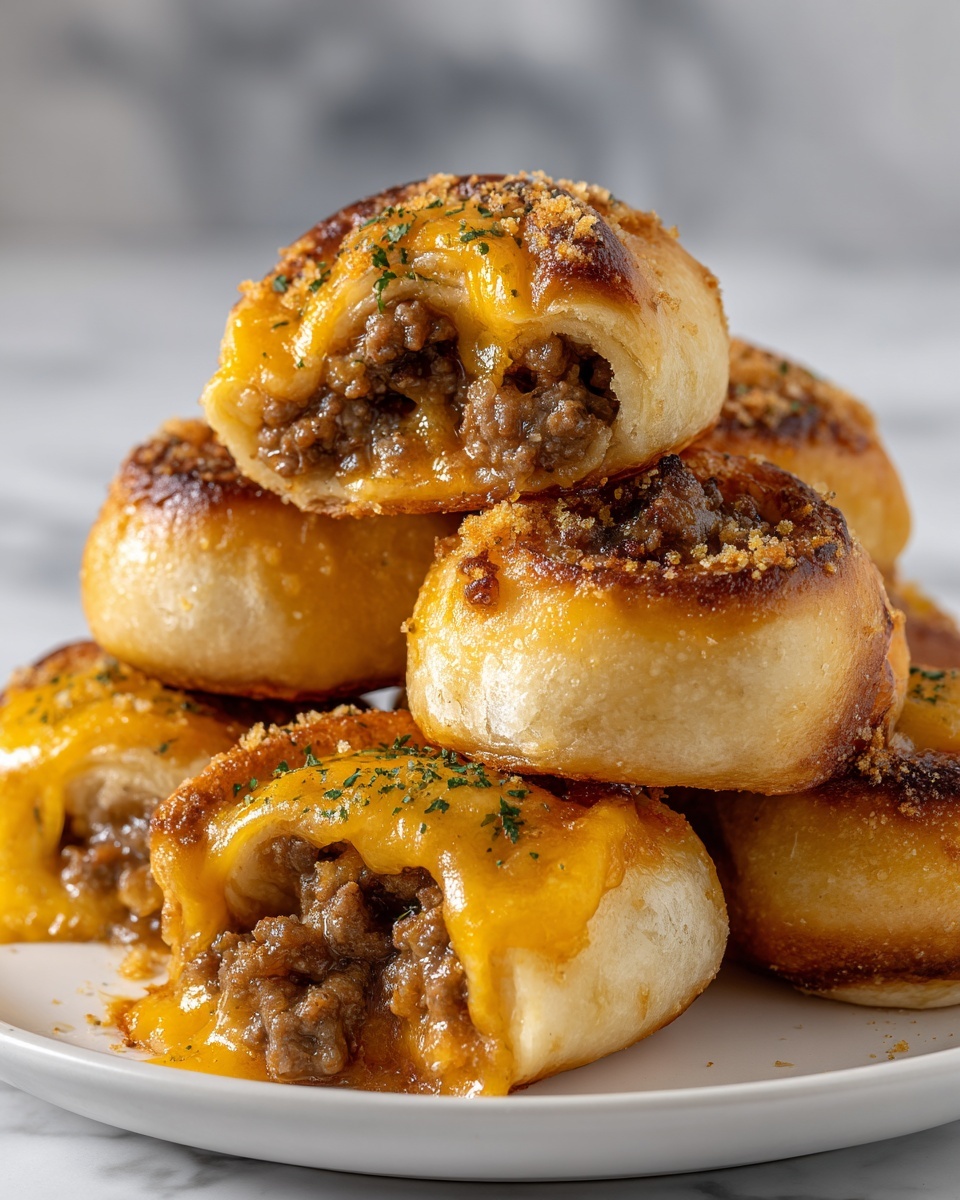 Garlic Butter Cheeseburger Rollups Recipe - Recipe Image