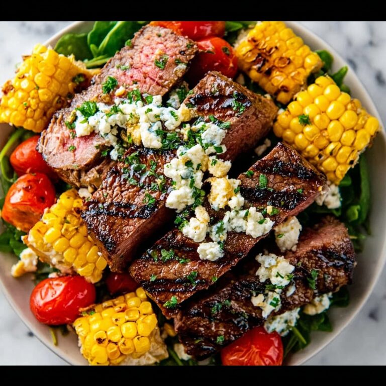 Balsamic Steak Gorgonzola Salad with Grilled Corn Recipe