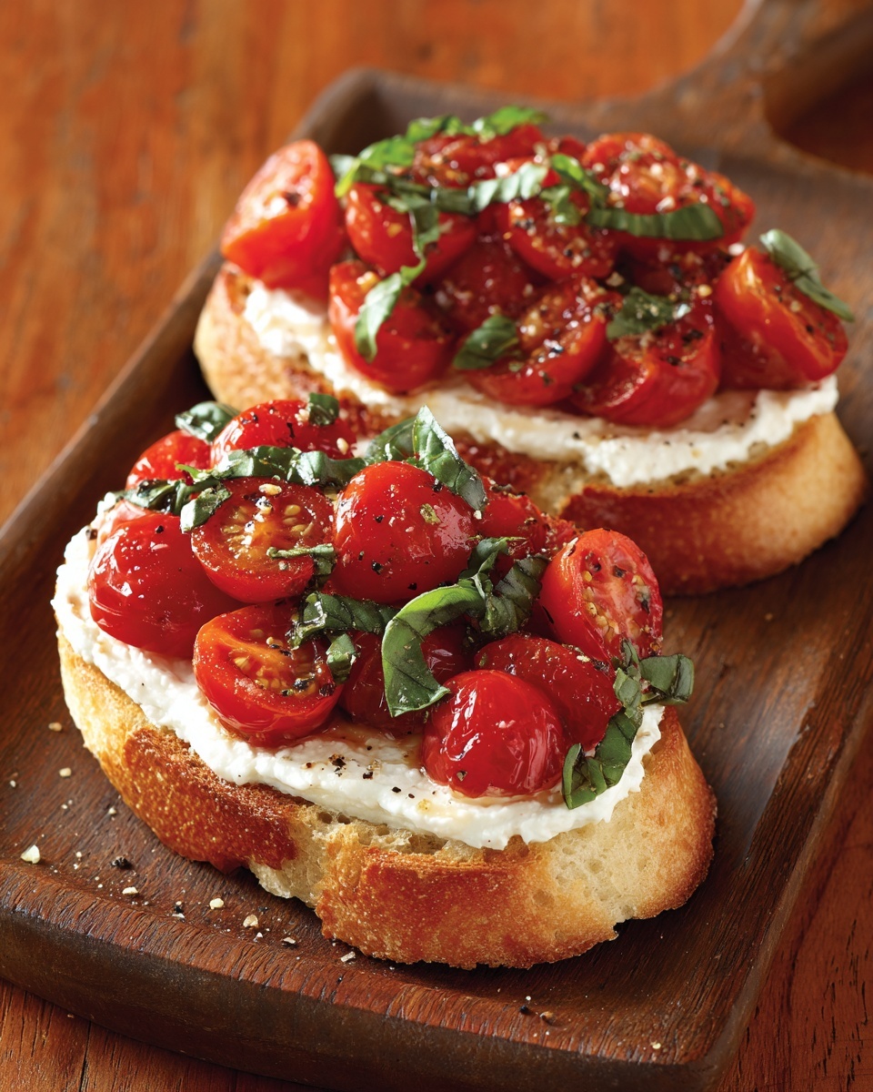 Burrata Bruschetta with Cherry Tomatoes, Basil, and Balsamic Glaze Recipe - Recipe Image