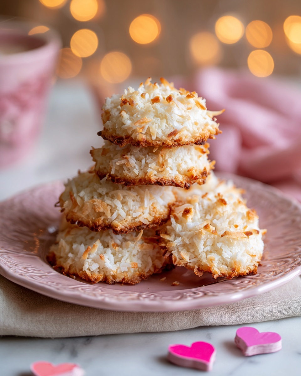 Chocolate-Dipped Coconut Macaroons with Heart-Shaped Sprinkles Recipe - Recipe Image