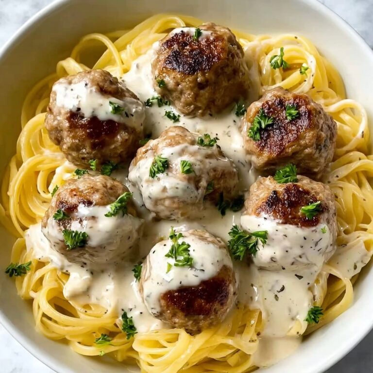 Parmesan Linguine with Garlic Butter Meatballs Recipe