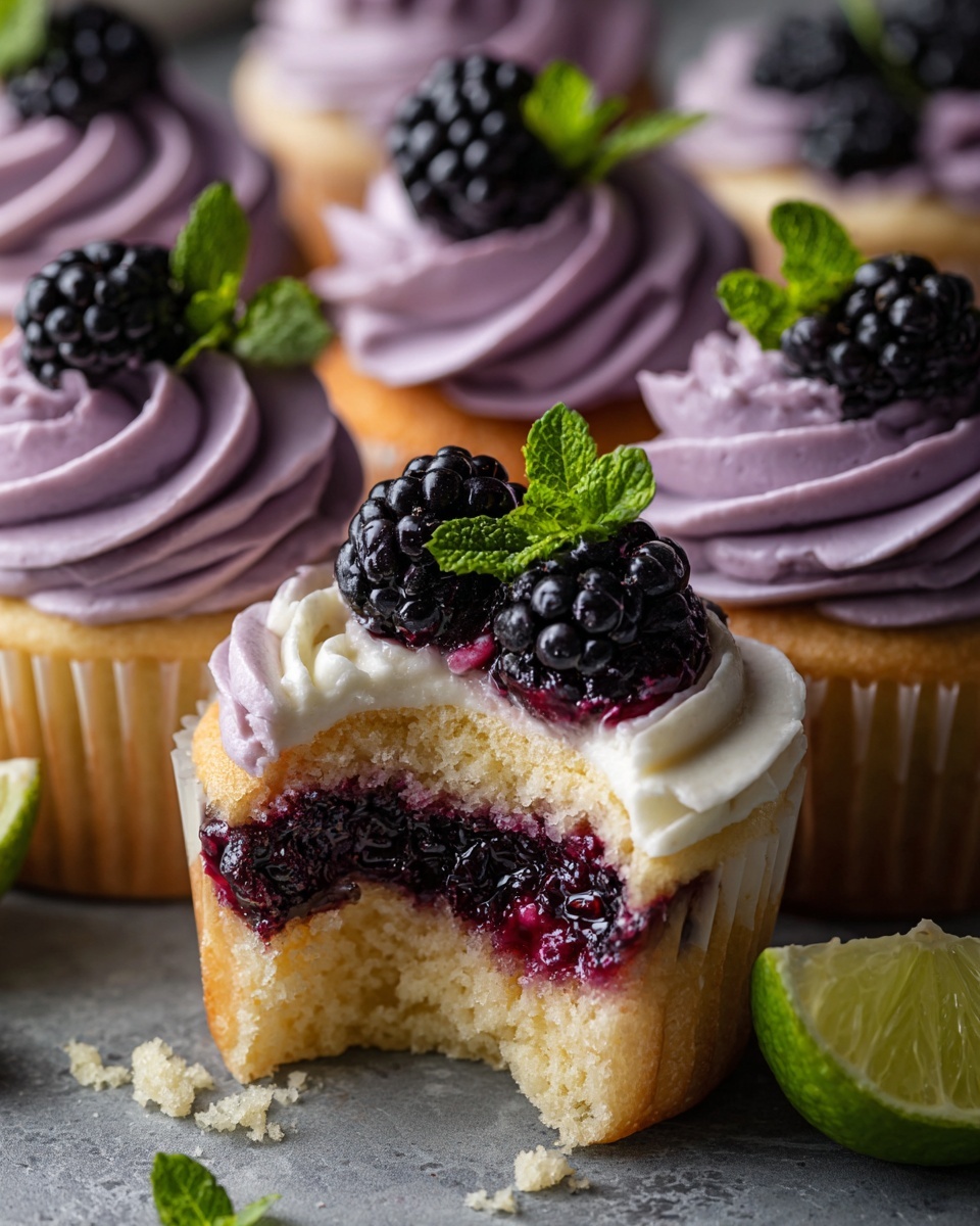 Decadent Blackberry Lime Cheesecake Cupcakes Recipe - Recipe Image