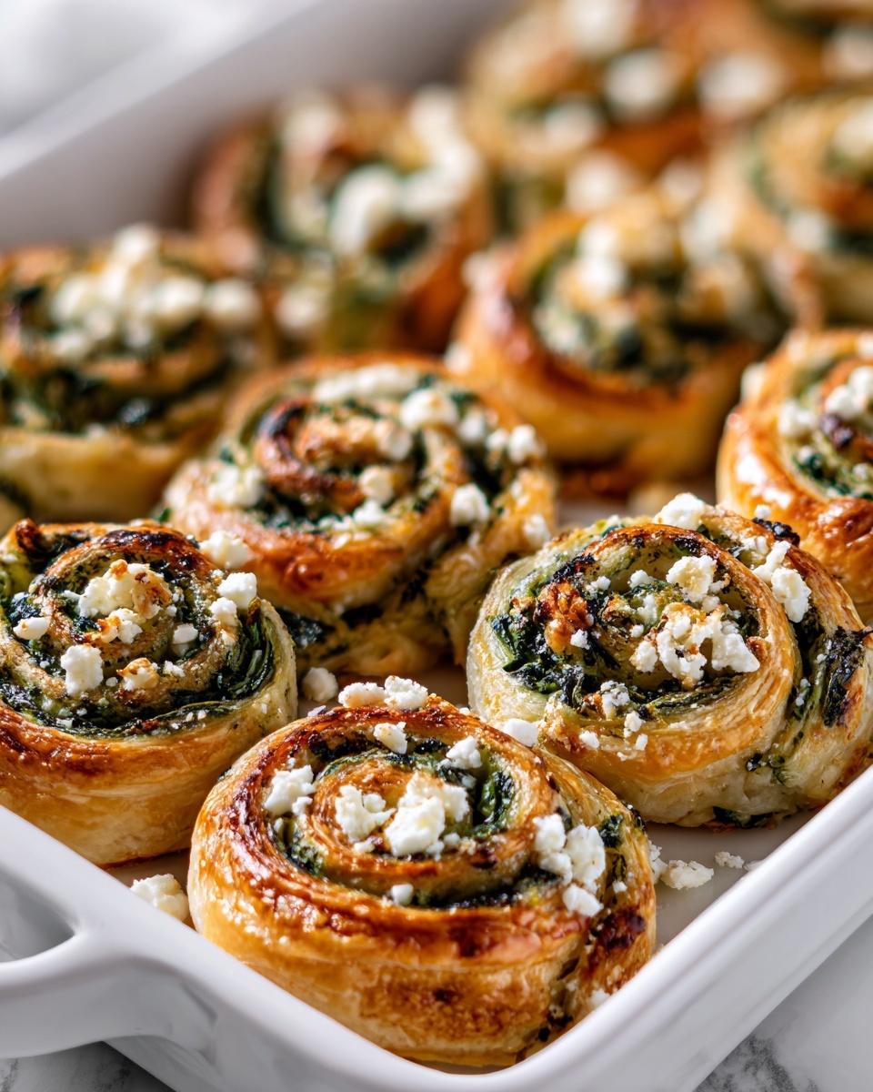 Spinach Feta Puff Pastry Pinwheels Recipe - Recipe Image