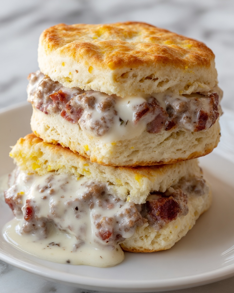 Sausage, Gravy, & Biscuit Pie Recipe - Recipe Image