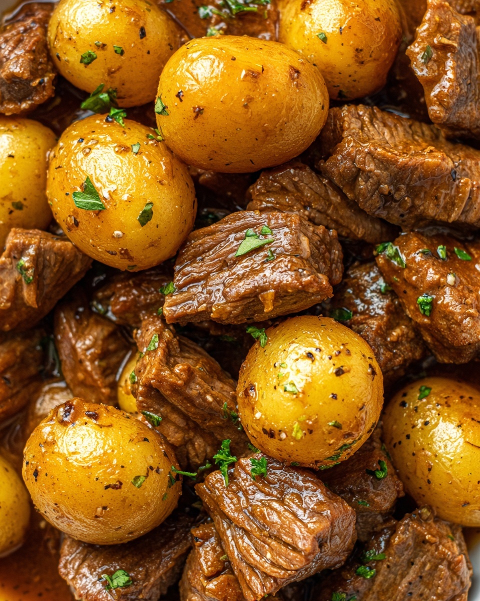 Slow Cooker Garlic Butter Beef Bites & Potatoes Recipe - Recipe Image