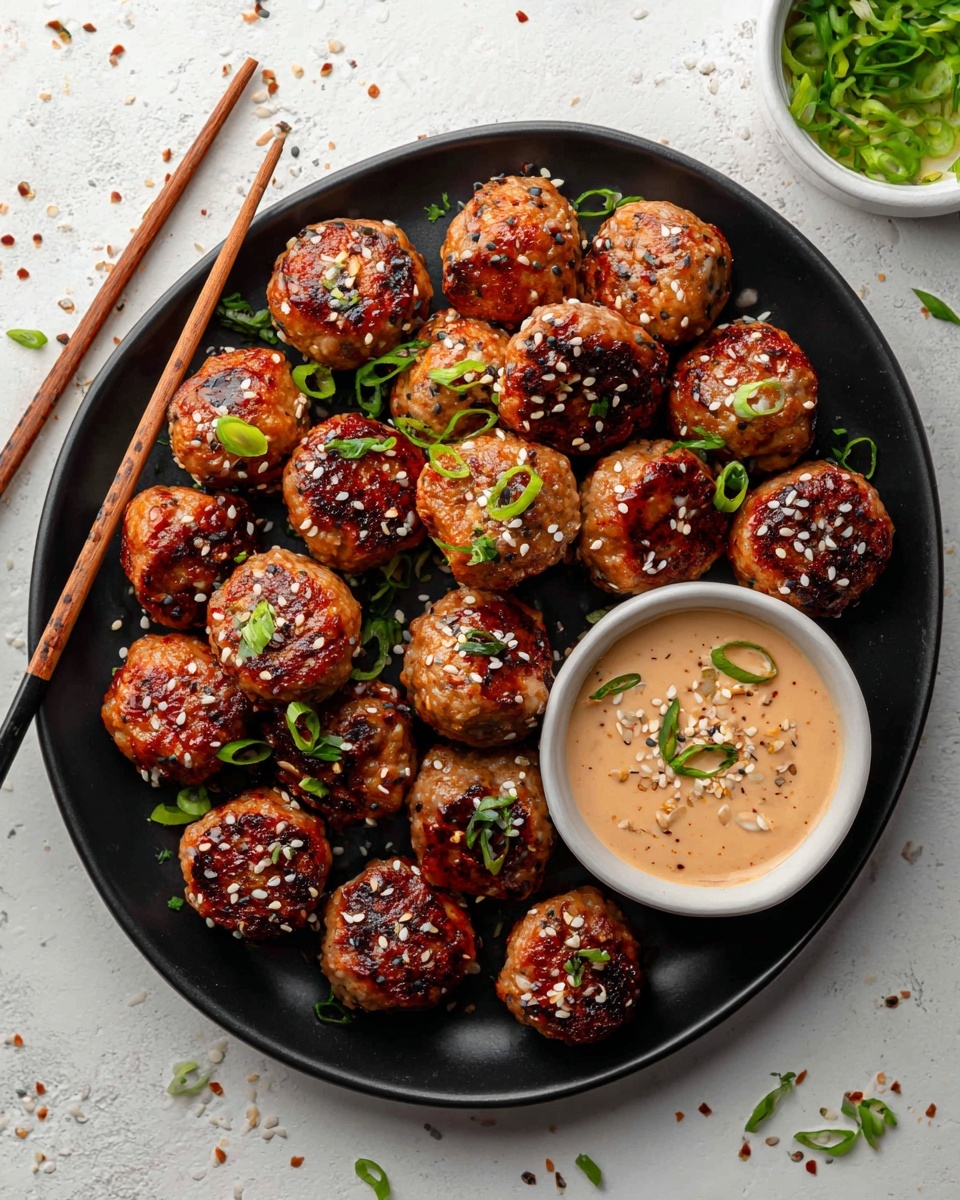 Korean BBQ Meatballs with Spicy Mayo Dip Recipe - Recipe Image