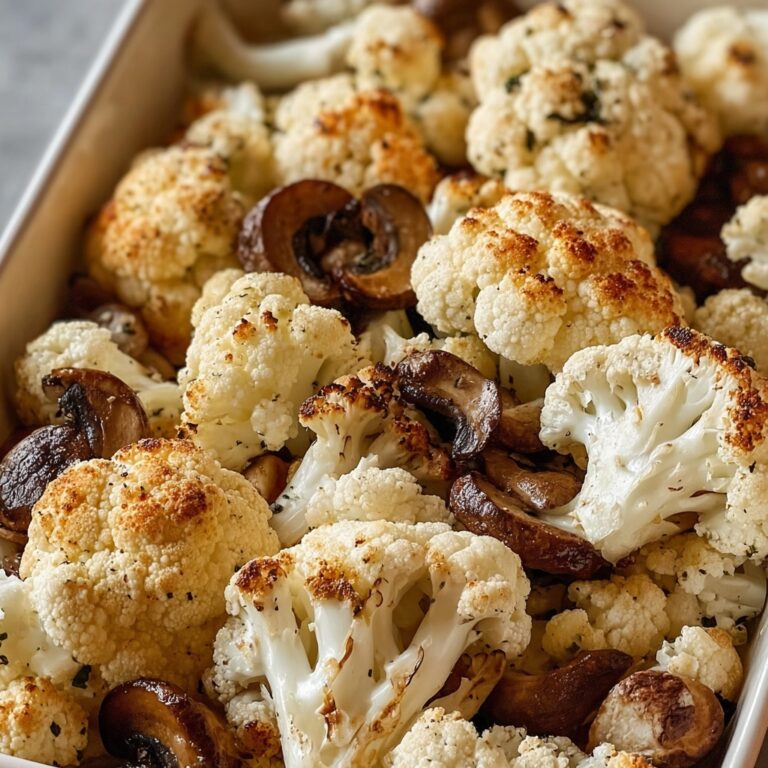 Garlicy Roasted Cauliflower & Mushrooms Recipe