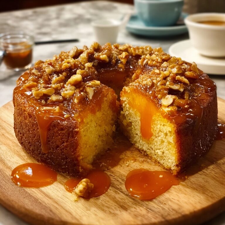 Golden Sticky Apricot Pudding with Crunchy Walnuts Recipe