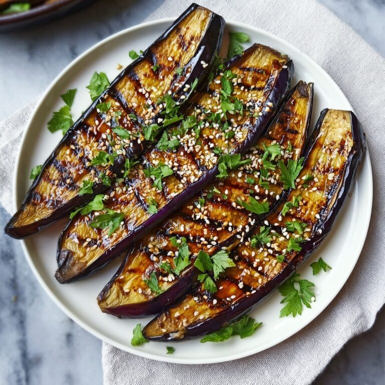 Grilled Japanese Eggplant with Creamy Tahini Sauce Recipe