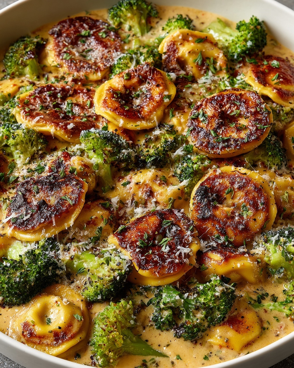 Creamy Garlic Parmesan Tortellini with Chicken & Broccoli Recipe - Recipe Image