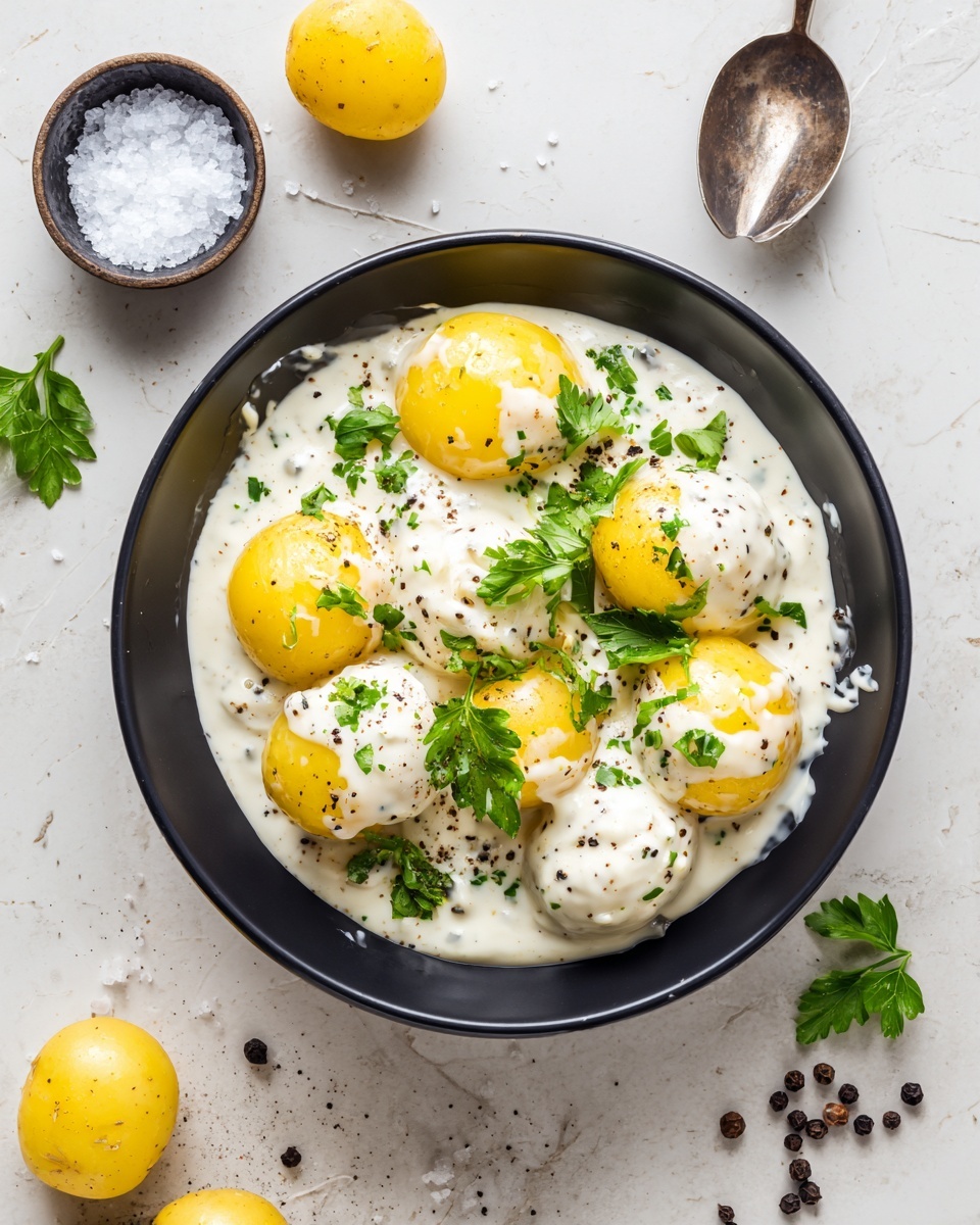 Creamy Garlic Sauce Baby Potatoes Recipe - Recipe Image