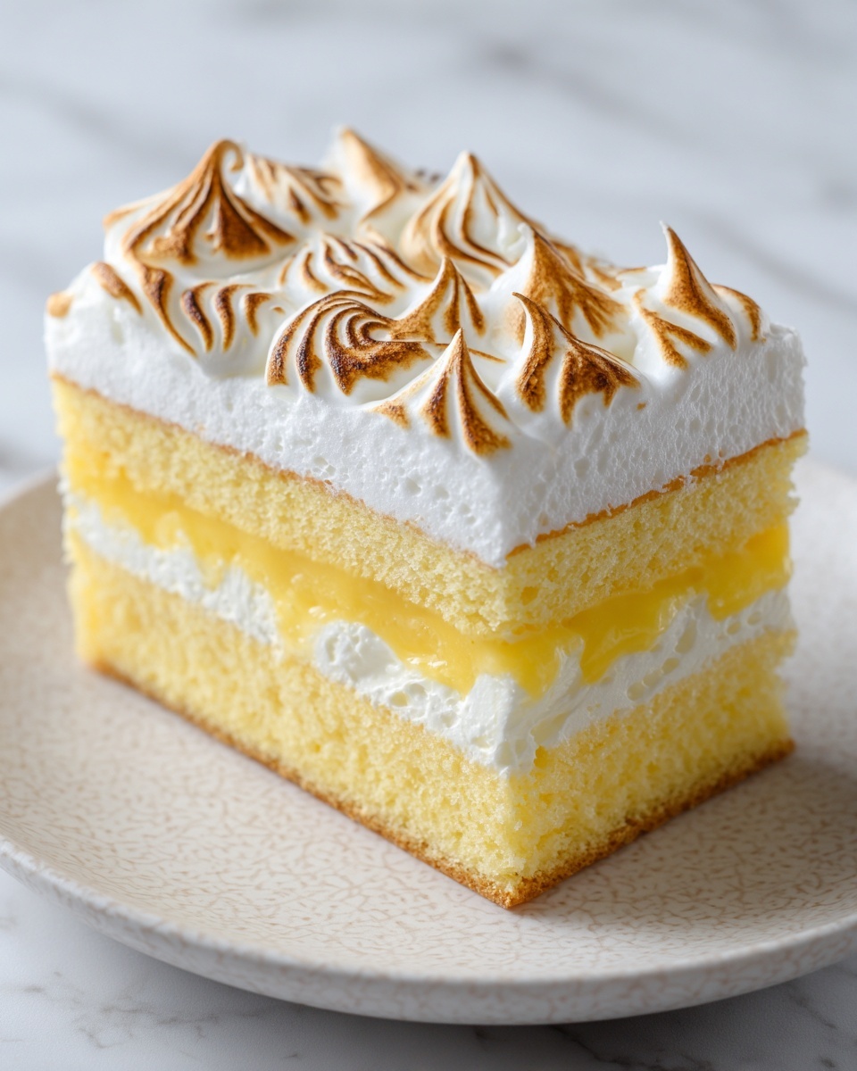 Lemon Cake with Fluffy Meringue Layers Recipe - Recipe Image