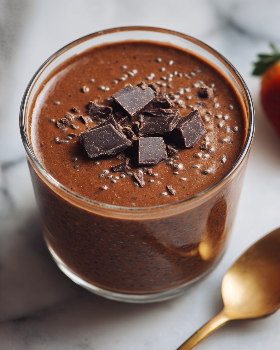 Chocolate Chia Pudding with Strawberries, Cacao Nibs, and Peanut Butter Recipe - Recipe Image