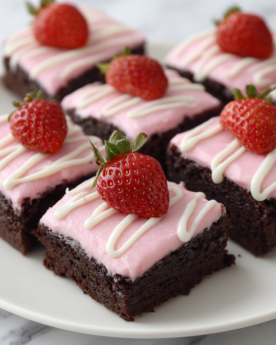 Strawberry Frosted Heart-Shaped Brownies Recipe - Recipe Image