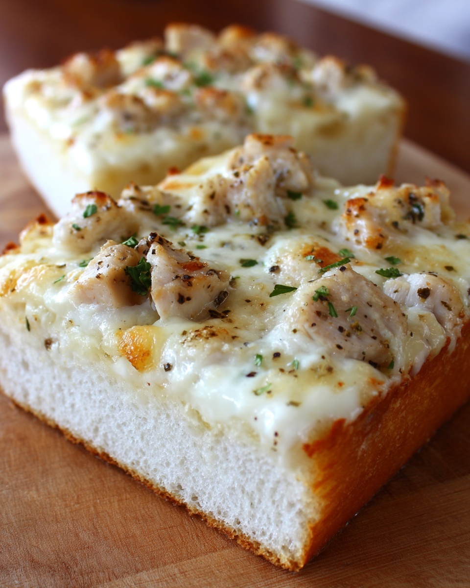 Chicken Alfredo Garlic Bread Pizza Recipe - Recipe Image
