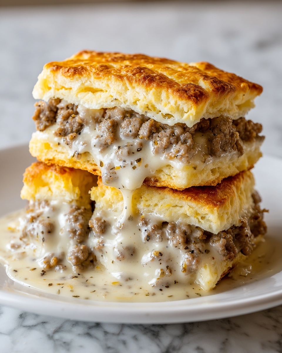 Sausage, Gravy, & Biscuit Pie Recipe - Recipe Image
