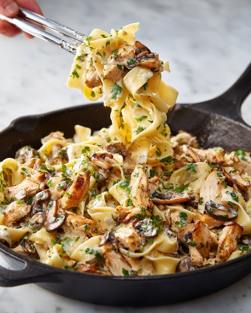 One Pot Garlic Parmesan Pasta with Spinach and Mushrooms Recipe - Recipe Image