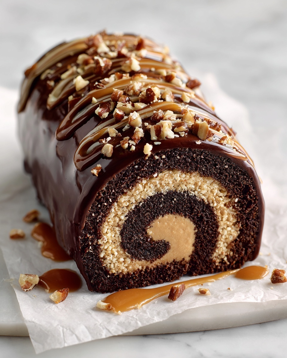 Decadent Chocolate Peanut Butter Cake Roll Recipe - Recipe Image
