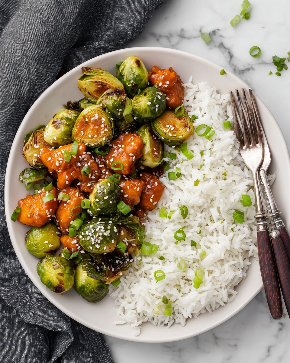 Air Fryer Sweet Chili Chicken and Brussels Sprouts Recipe - Recipe Image