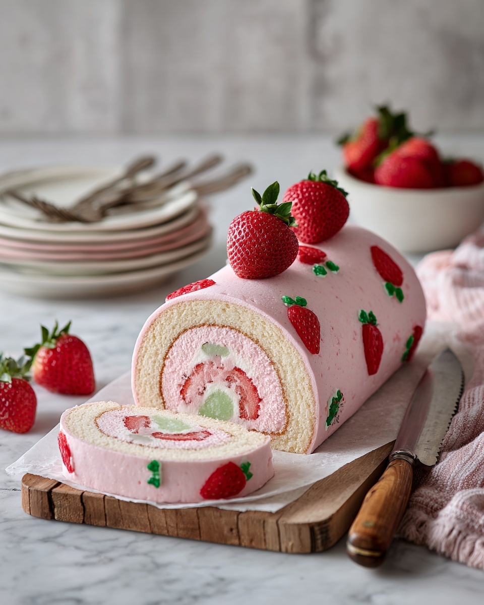 Strawberry Birthday Cake Roll Recipe - Recipe Image