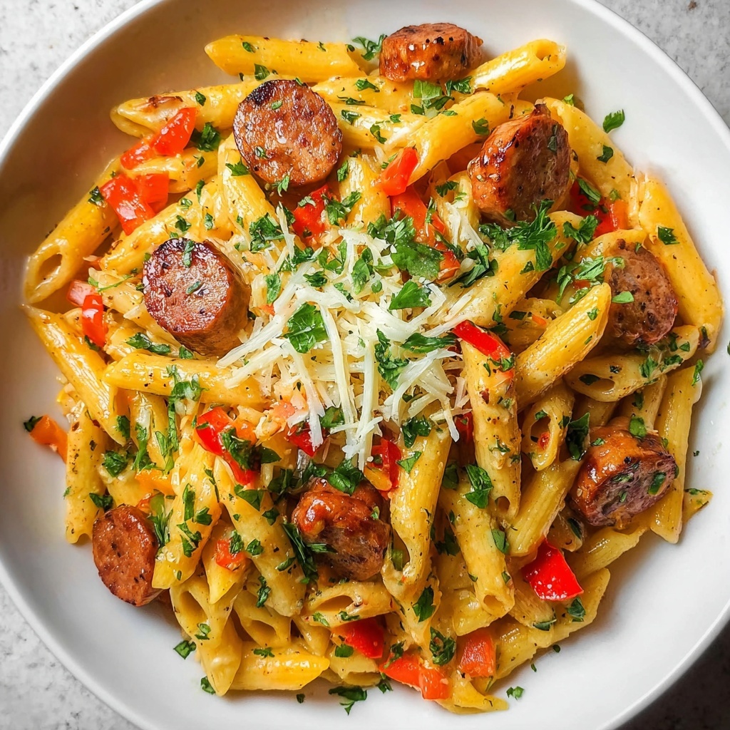 One Pot Smoked Sausage Pasta Recipe - Recipe Image