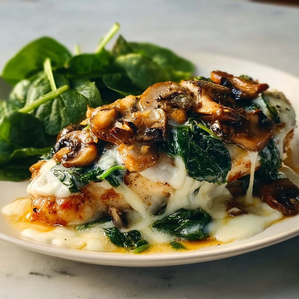 Spinach and Mushroom Smothered Chicken: 5 Comforting Steps Recipe - Recipe Image
