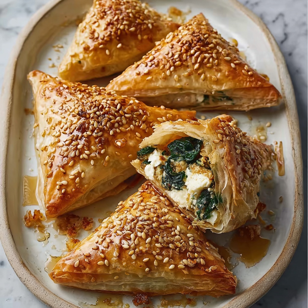 Modern Börek Rolls with Spinach, Feta & Honey Drizzle Recipe - Recipe Image