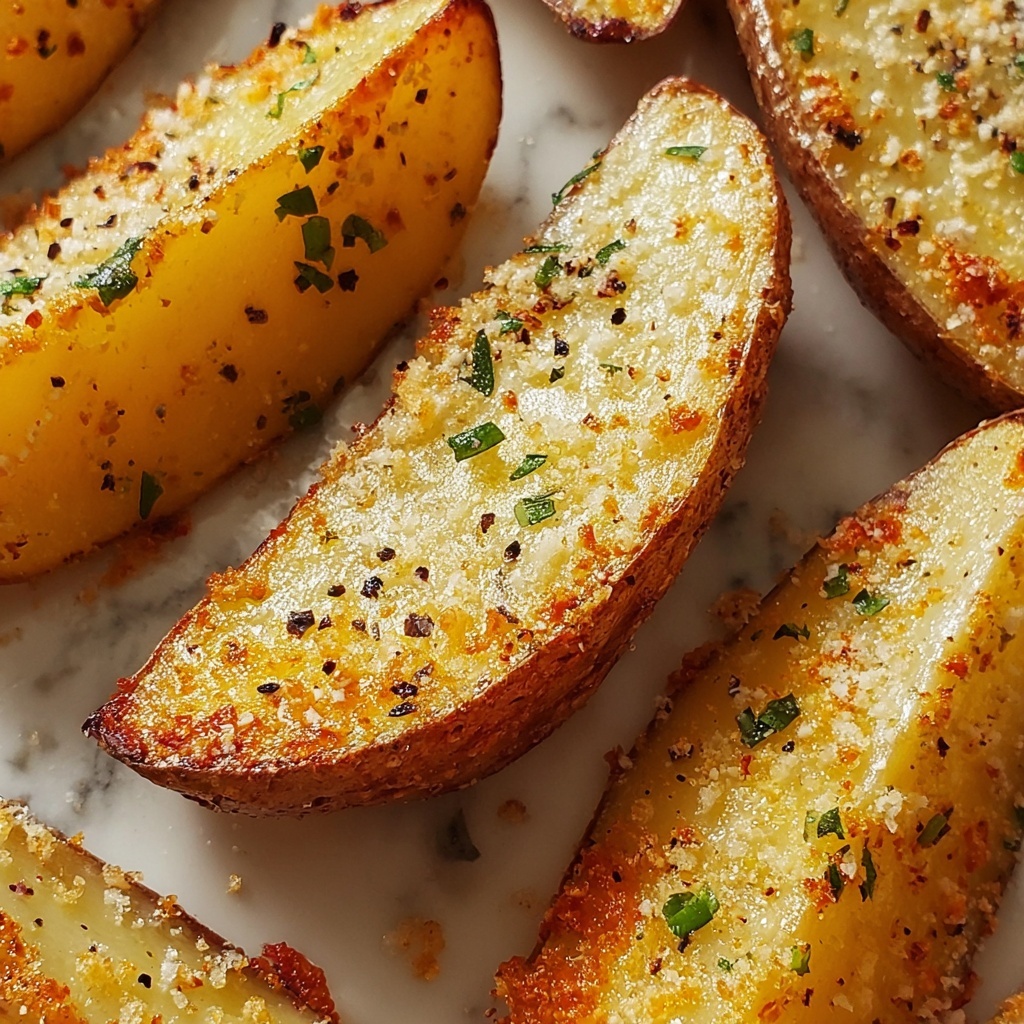 Baked Garlic Parmesan Potato Wedges Recipe - Recipe Image