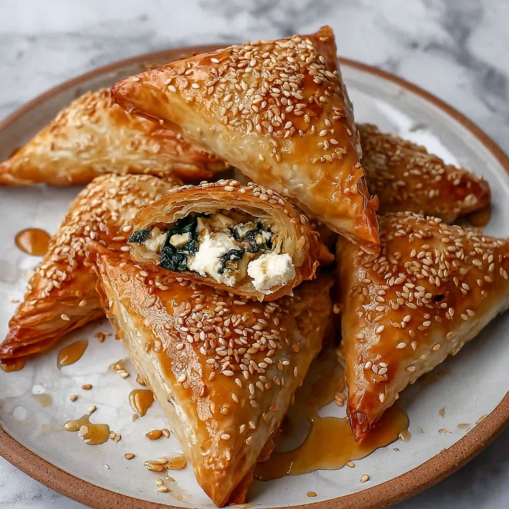 Modern Börek Rolls with Spinach, Feta & Honey Drizzle Recipe - Recipe Image