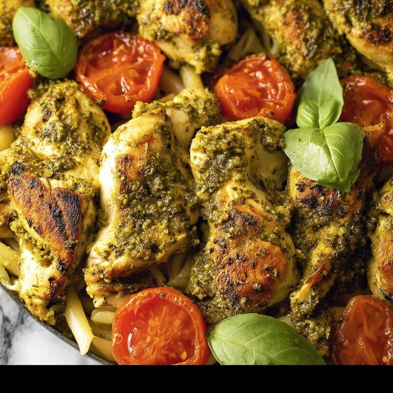 Creamy Pesto Chicken with Grape Tomatoes Recipe