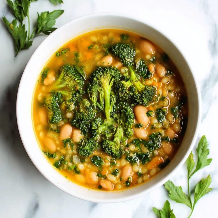 Broccoli, Barley, and Cannellini Bean Soup Recipe